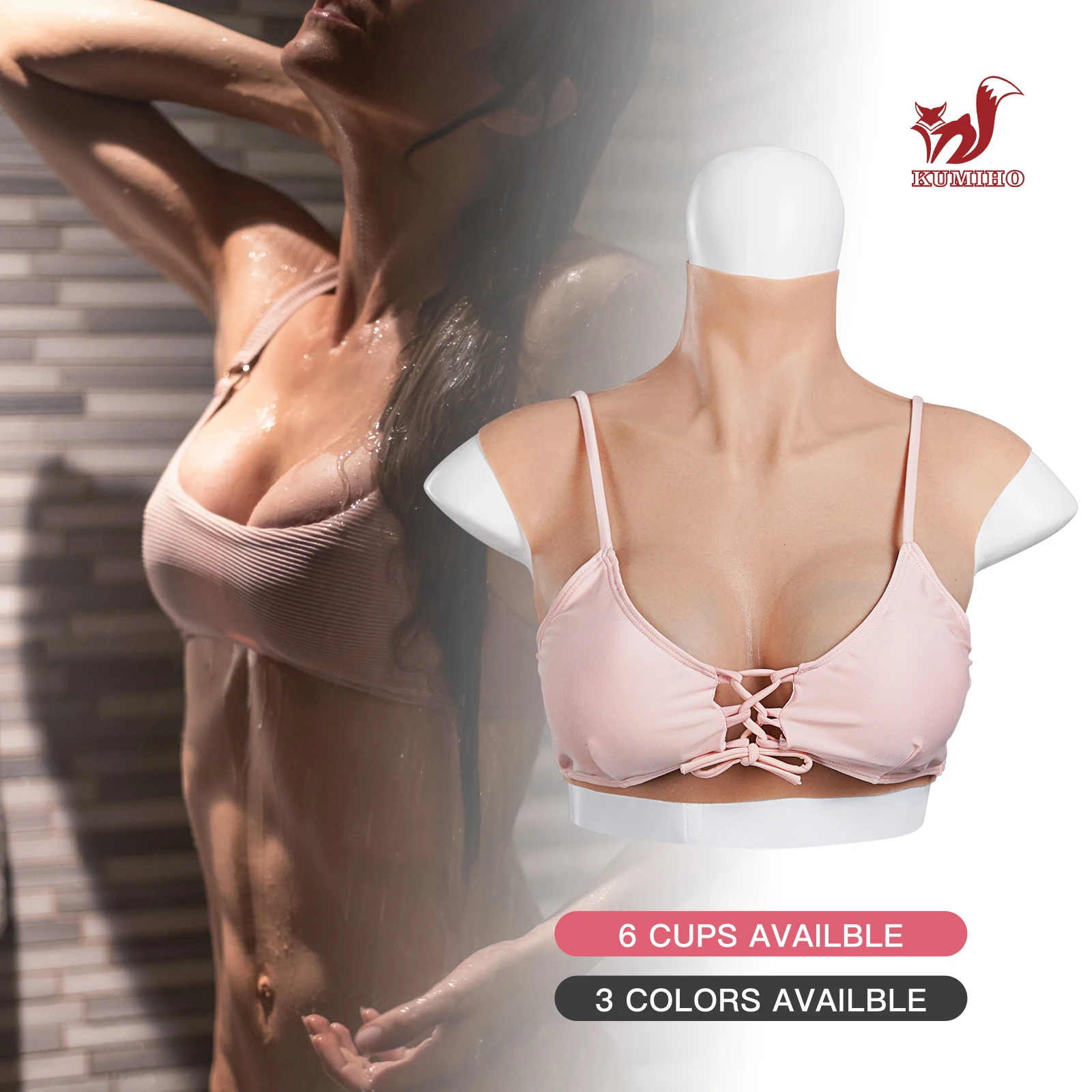 

KUMIHO Realistic Silicone Breast Form Fake Chest Man A/B/C/D/E/G Cup Drag Queen Shemale Transgender Shemale Cosplay