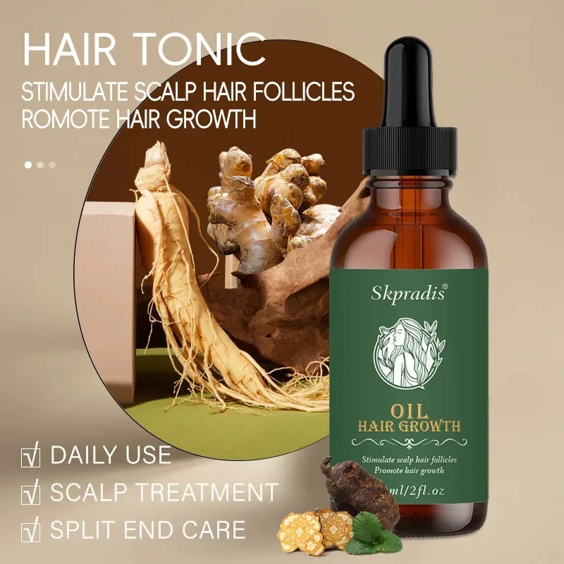 

30 мл масла для роста волос с женьшенем, имбирем и полигонумом многоколюбчатым, средство для ухода за волосами, предотвращающее выпадение волос, питательный уход.