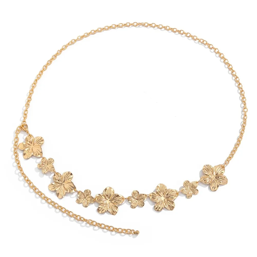 

Iron Flower Waist Chain Irregular Metal Threaded Loop Body Chain Ethnic Style Oval Sculpted Waist Chain Body Jewelry Accessories