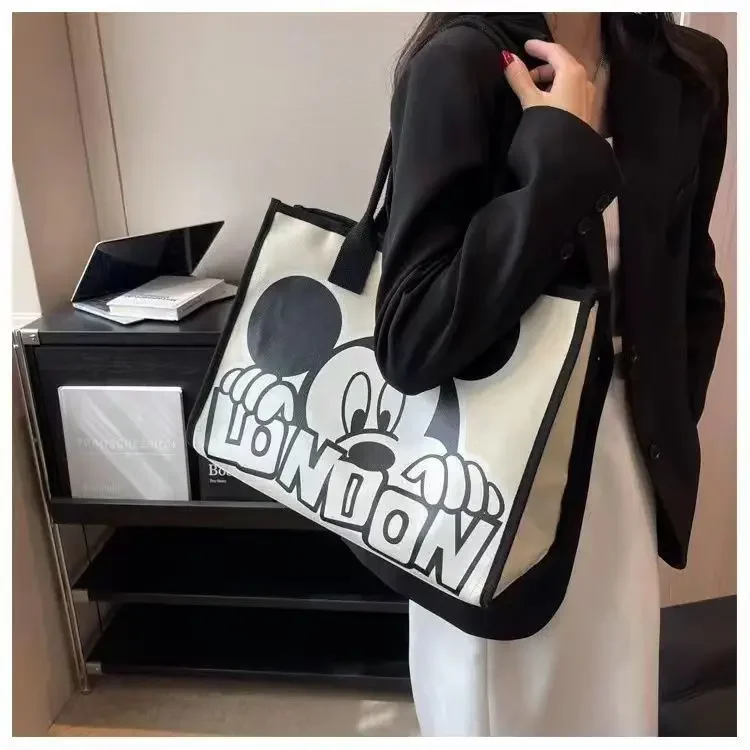 Disney new fashion Tote large capacity women's bag Happy Mickey canvas tutoring bags Mommy shopping crossbody bags