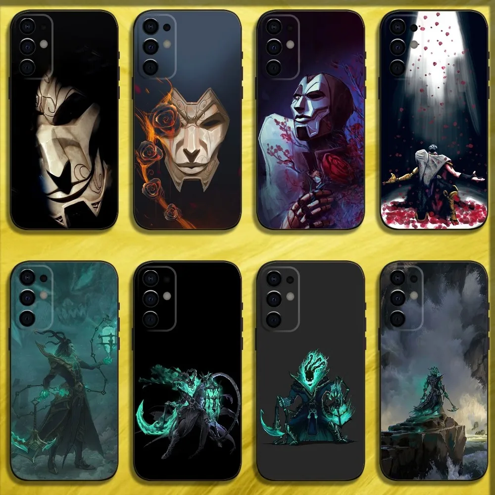 حافظة هاتف L-LOL T-Thresh J-Jhin Virtuoso لهاتف سامسونج S24,S21,S22,S23,S30,Ultra,S20,Plus,Fe,Lite,Note,10,9,5G غطاء ناعم أسود