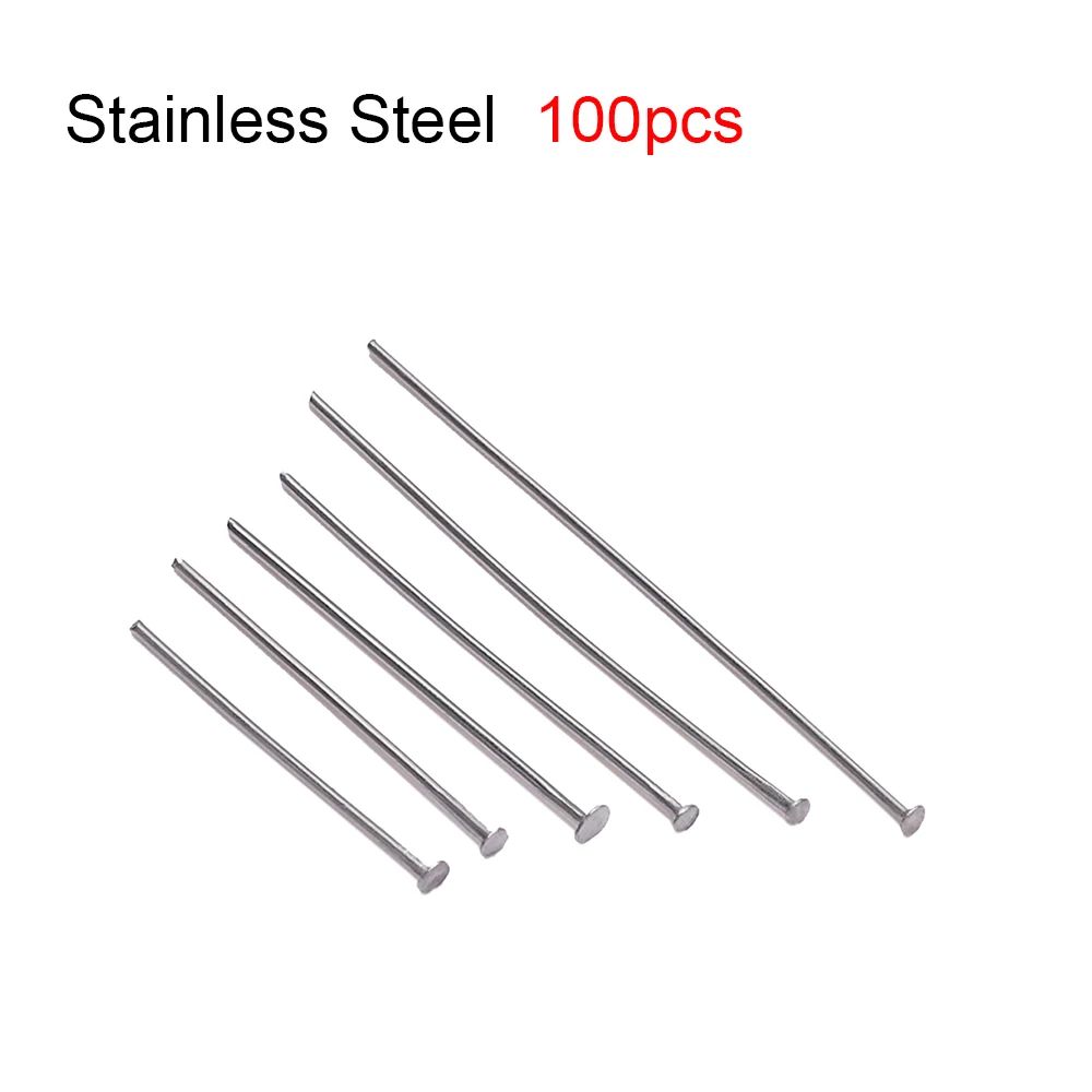 50/100Pcs Gold Color Stainless Steel Heads Eye Flat Head Pin Ball Head Pins for DIY  Earrings Jewelry Making Accessories
