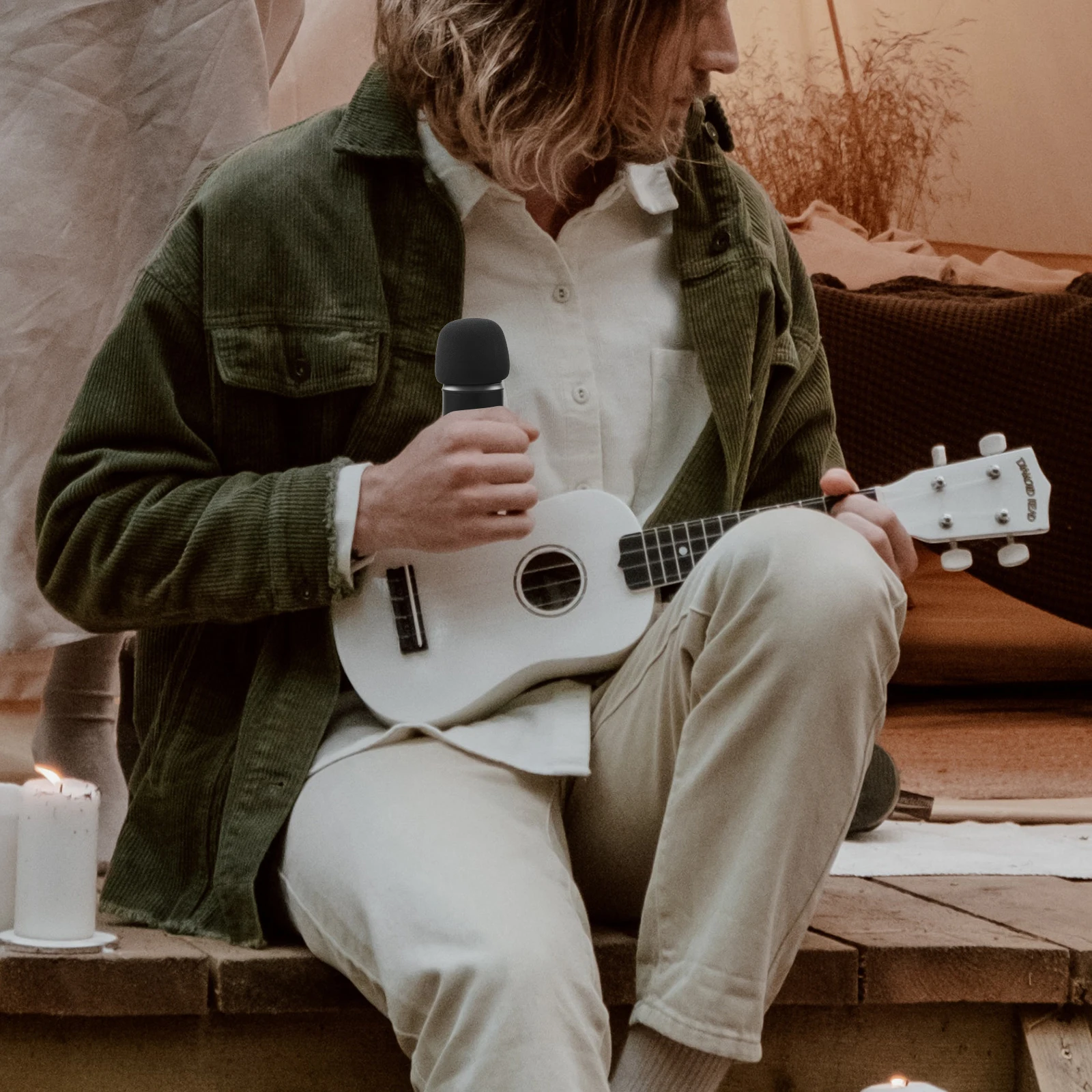 

Black Sponge Microphone Cover Thickened Elastic Breathable Mic Windscreen Protective Cover for Indoor Outdoor Ktv Conference