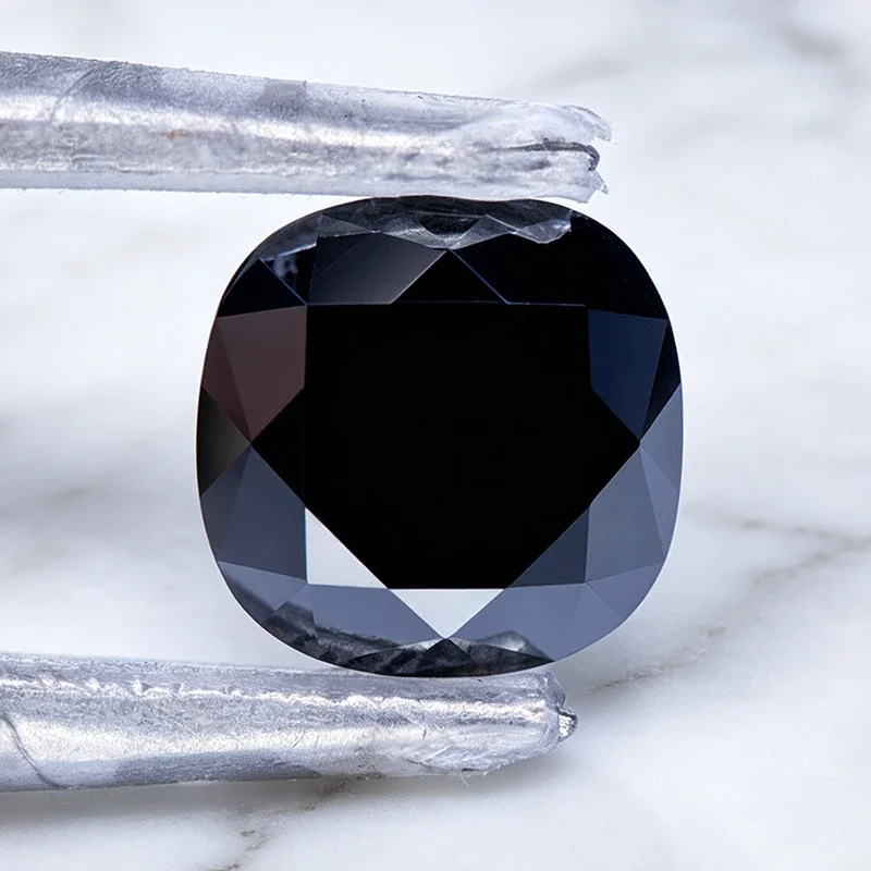 Moissanit-Stein, schwarze Farbe, Kissenfassung, synthetischer Edelstein für DIY-Ringe, Halsketten, Ohrringe, Hauptmaterialien mit Zertifikat – Detail 5