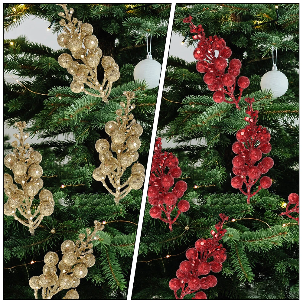 

12 Pcs Simulated Berry Bunches Artificial Branches Winter Stem Fake Berries Wreath DIY Foam Holiday Decorations Ornaments Stems