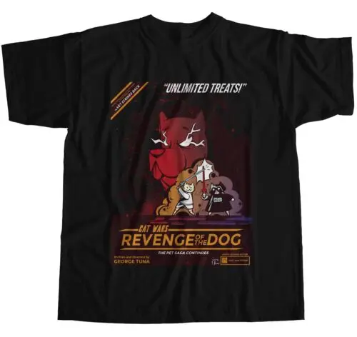 Polarshe 1Tee Mens Cat Wars Revenge of the Dog Spoof  T-Shirt