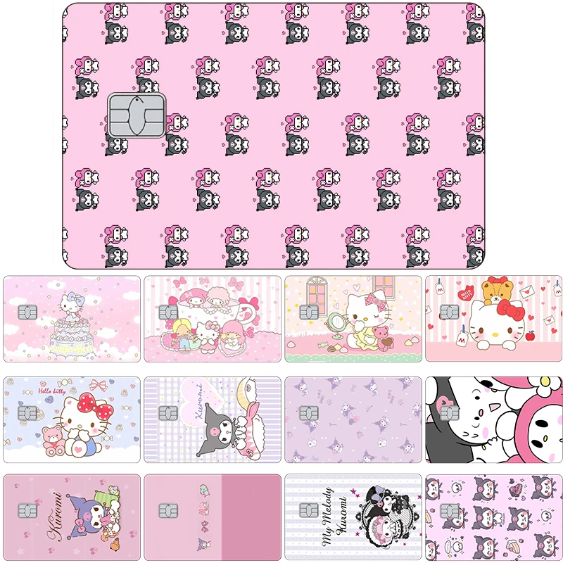 Creative New Sanrios Wholesale Credit Card Stickers Hello Kitty Kuromi Anime Kawaii Debit Transportation Card Case Film Cover