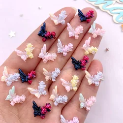 50pcs Resin Colorful Glitter Rose Butterfly Wedding Nail Art Flatback Rhinestone Scrapbook DIY Applique Decor Jewelry Accessorie