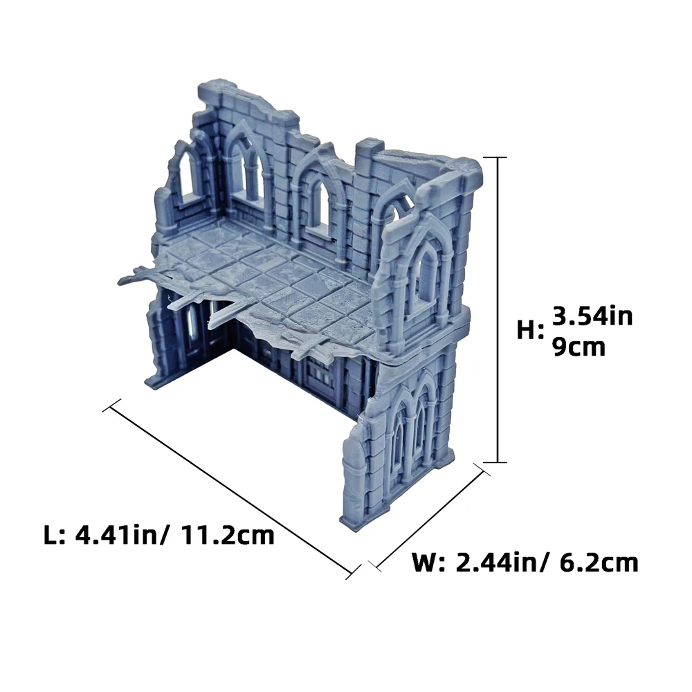 Building Ruins Terrain Landscape für DND/Warhammer/Wargames 3D-gedrucktes Wargaming Terrain Residence Ruined Cottage House Modellbausatz