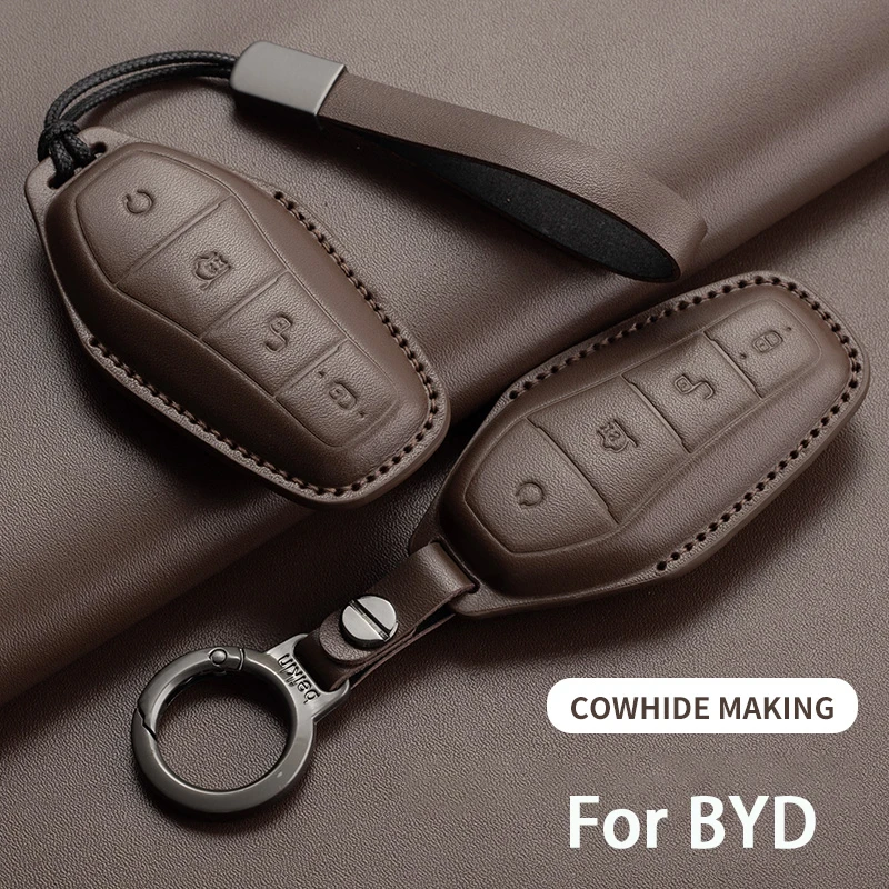 Leder-Autoschlüsselhülle für BYD Tang EV600 Han EV Yuan ATTO 3 Song PLUS Pro MAX DMI Qin Schlüsselanhänger Zubehör