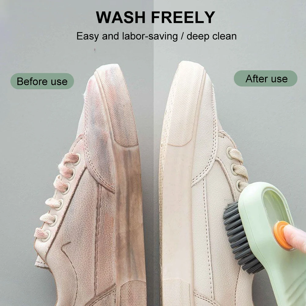 Push Type Multifunctional Liquid Shoe Brush Cleaners Soap Dispenser Cleaning Brush For Footwear Clothes Household Cleaning Tool