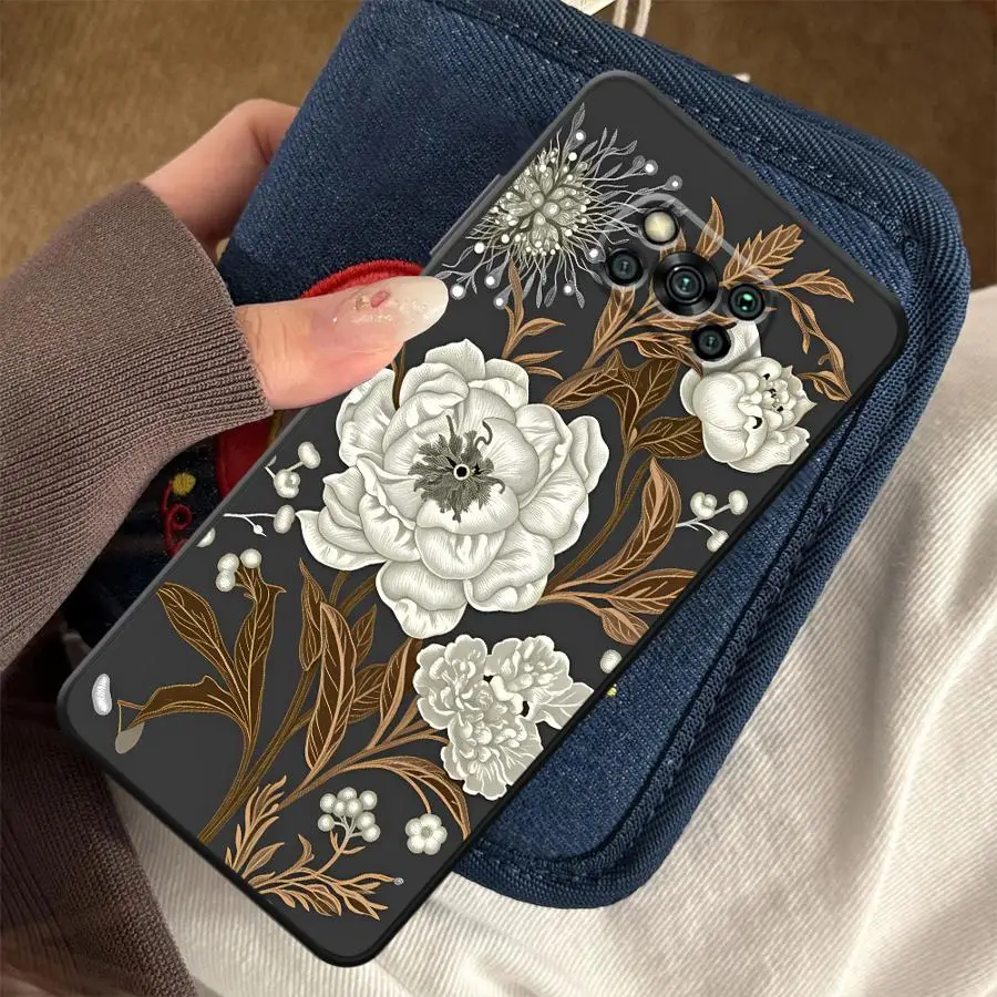 White Silver Lotus Case for Xiaomi Poco F8 F3 X3 X4 X5 X7 Pro C75 C50 F1 C61 M3 M4 M7 M5 Funda Phone Cover C71 view 6