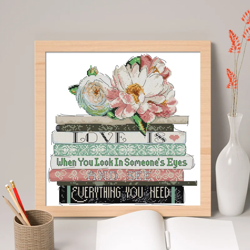 

Soulgift New Pre-Printed Cross Stitch Kit, Stamped 9CT/11CT/14CT/16CT DMC Threads, Embroidery Kit - Proverbs Of Love