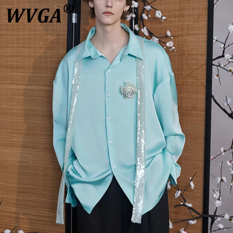 

Рубашки WVGA, весенне-осенняя новая мужская рубашка в китайском стиле, элитная лоскутная рубашка с цветочным принтом, модная атласная рубашка с длинными рукавами Ins W10959