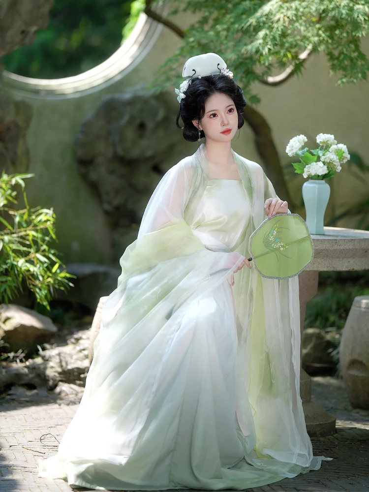 

Chun Xiao 2024, весна-лето, Новое поступление, Song Dynas Hanfu, женские однотонные свободные принты, большие Sve irt, традиционные Cu...