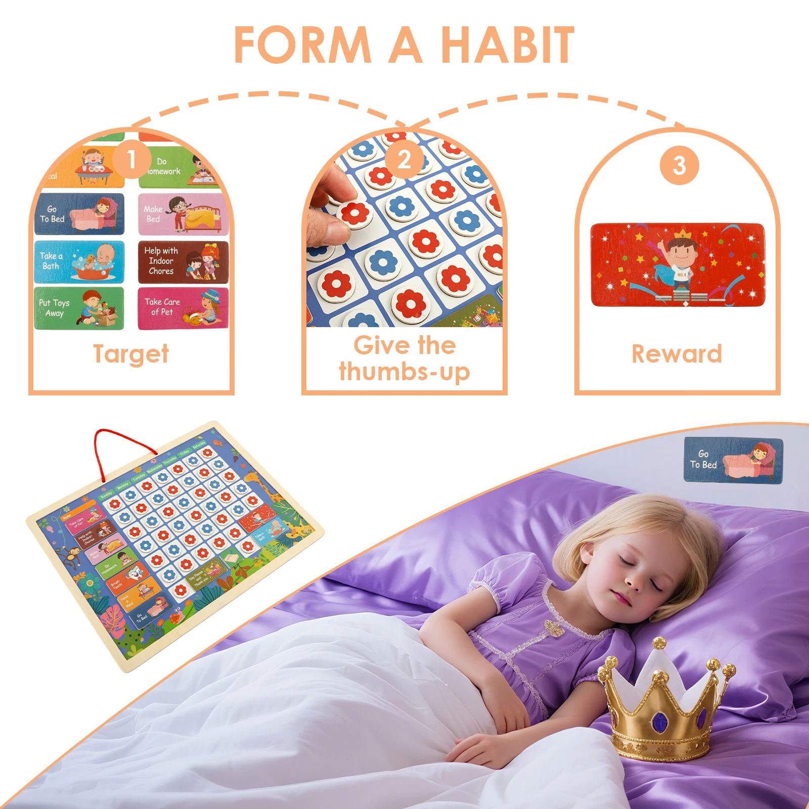 جدول أسبوعي للأطفال مع حبل خشبي مونتيسوري لوح مغناطيسي بناء الأطفال عادات جيدة تشكيل جدول روتيني