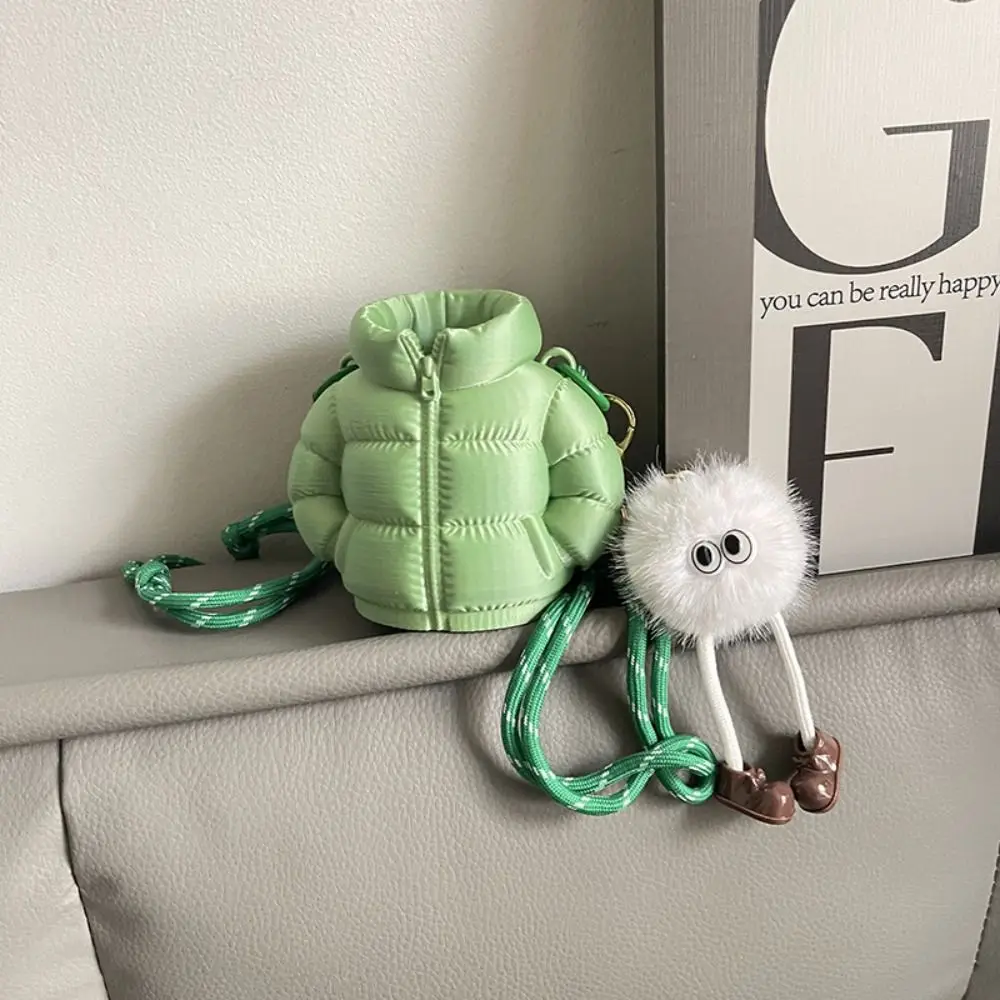 

Fashionable Y2K Down Jacket Crossbody Bag Cute Cartoon Small Messenger Bag Solid Color Handbag Mini Down Purses Bag Women&Men