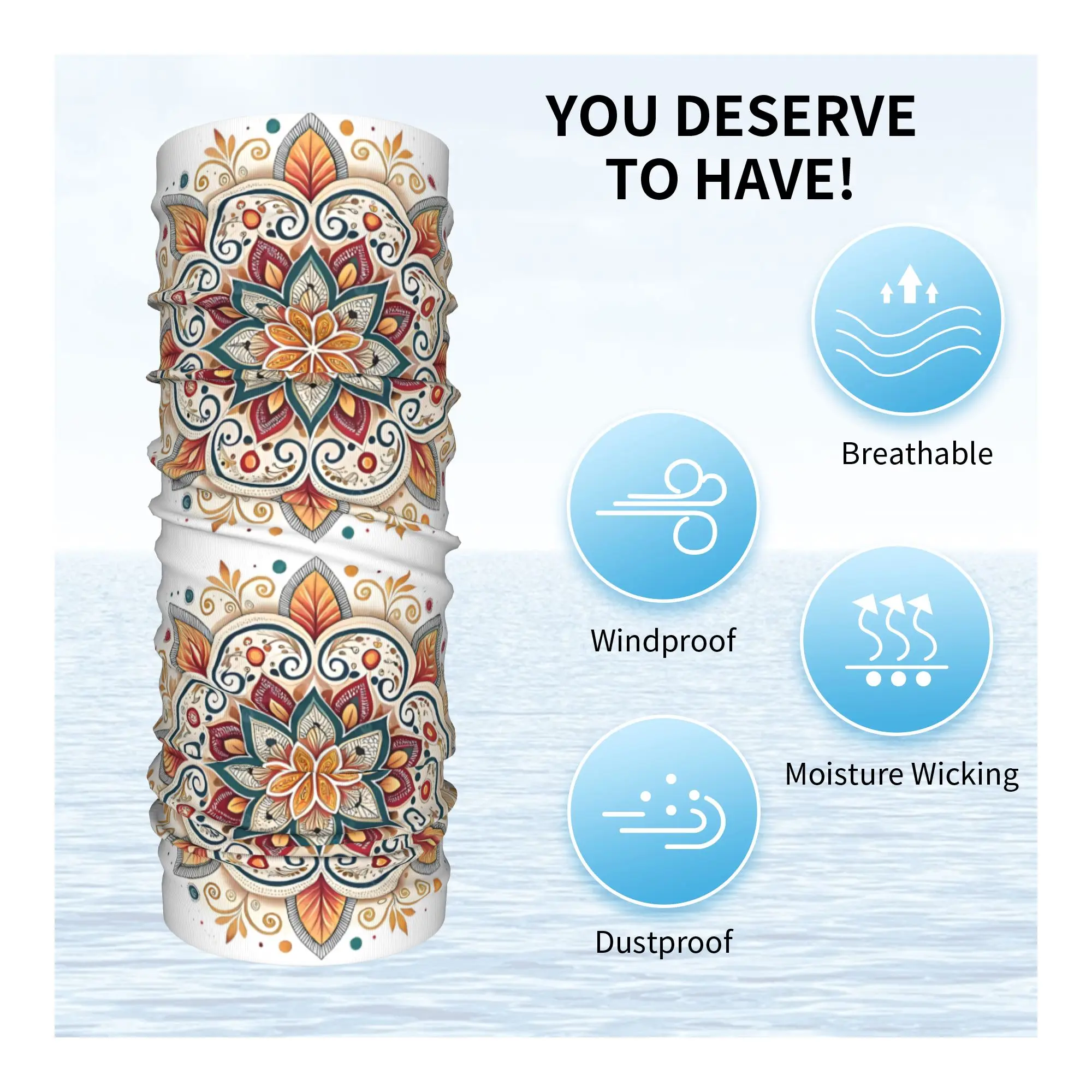 مخصص خمر ماندالا باندانا الرقبة أدفأ الرجال النساء الشتاء التزلج وشاح أنبوبي الجراب الملونة الأزهار نمط واقي الوجه