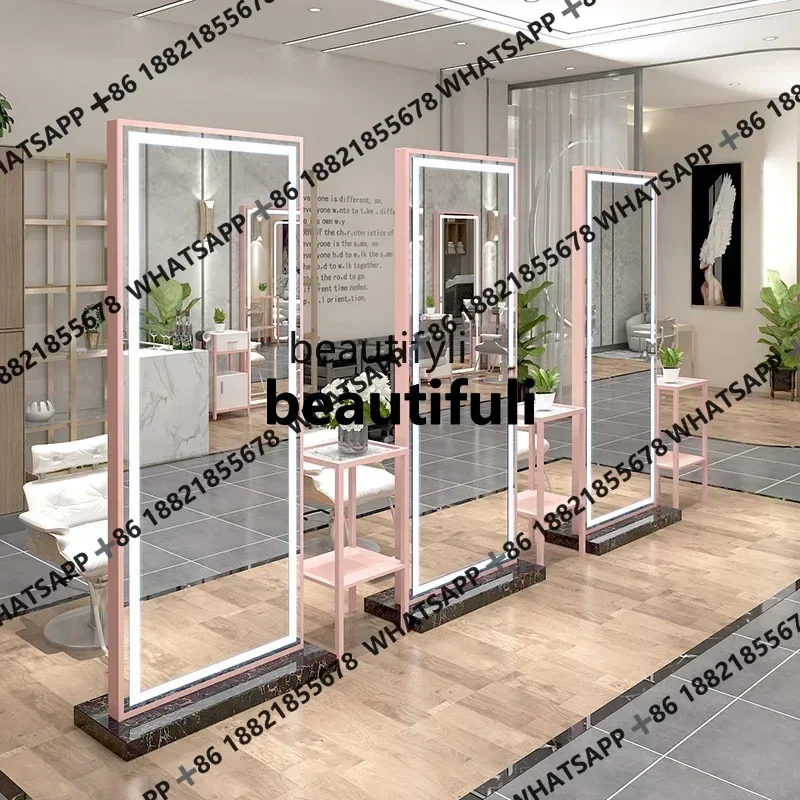 xx1Hair Saloon Dedicated Hot Dyeing Floor Single-Sided Double-Sided Mirror Led Hairdressing Mirror with Light