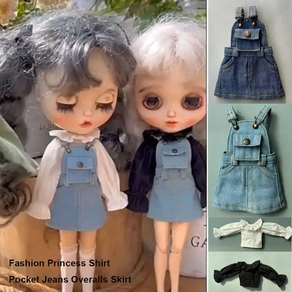 Fashion Doll Princess Shirt DIY Accessories 7 Styles Pocket Jeans Overalls Skirt Kids Toys Casual Wears for blythe Dolls
