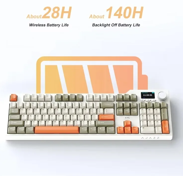 

Новая трехрежимная проводная Bluetooth-клавиатура AJAZZ AK35I V3 MAX, прокладка для беспроводной игровой клавиатуры, полная клавиша, горячая замена, 104 клавиши, индивидуальная клавиатура