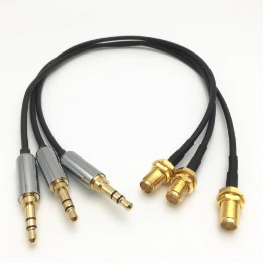 SMA Female Jack to 3.5mm Dual Channel Stereo Male Plug 50 Ohm RG174 Pigtail RF Coax Patch Cable