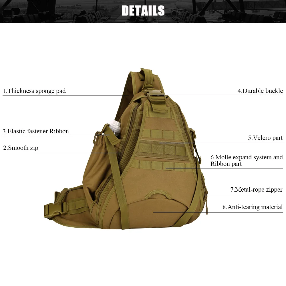 Tactical Crossbody Chest Bag Men Outdoor Sports Hiking Fishing Cycling Single Sling Shoulder Backpack