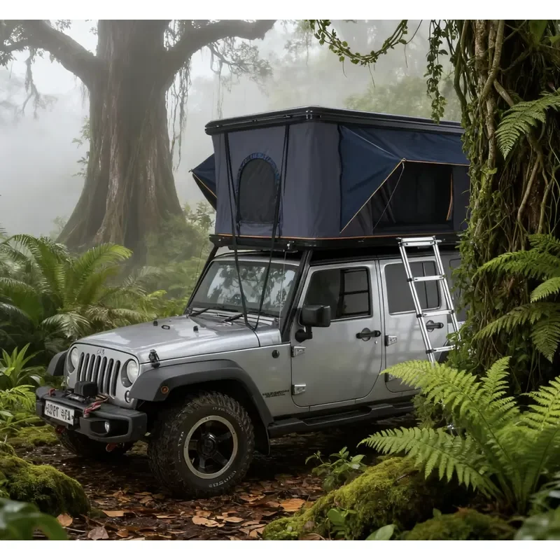 New Outdoor Double Layer Four-season 3 Person Car Roof Tent with Quick Automatic Opening and Cotton Fabric for Camping