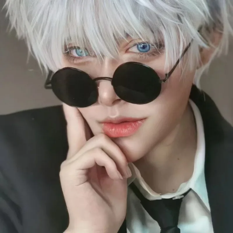 Okulary Gojo Satoru Anime Jujutsu Kaisen Gojo Satoru Cosplay czarne okulary przeciwsłoneczne wysokiej jakości imprezowe męskie damskie rekwizyty