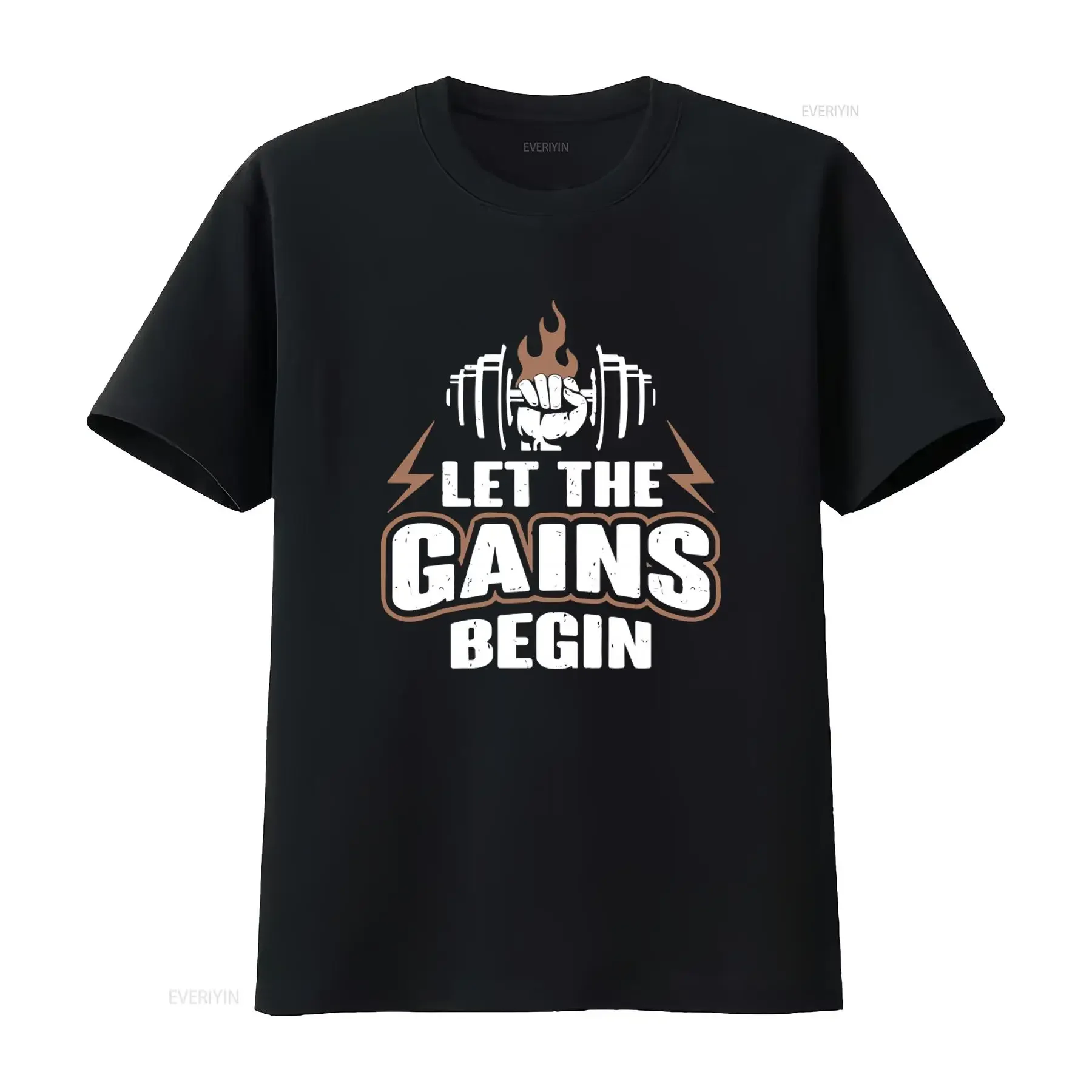 Let The Gains Begin Workout Gym T Shirt for Fitness Enthusiasts vintage Washed designer clothes Versatile homme Soft Slightly