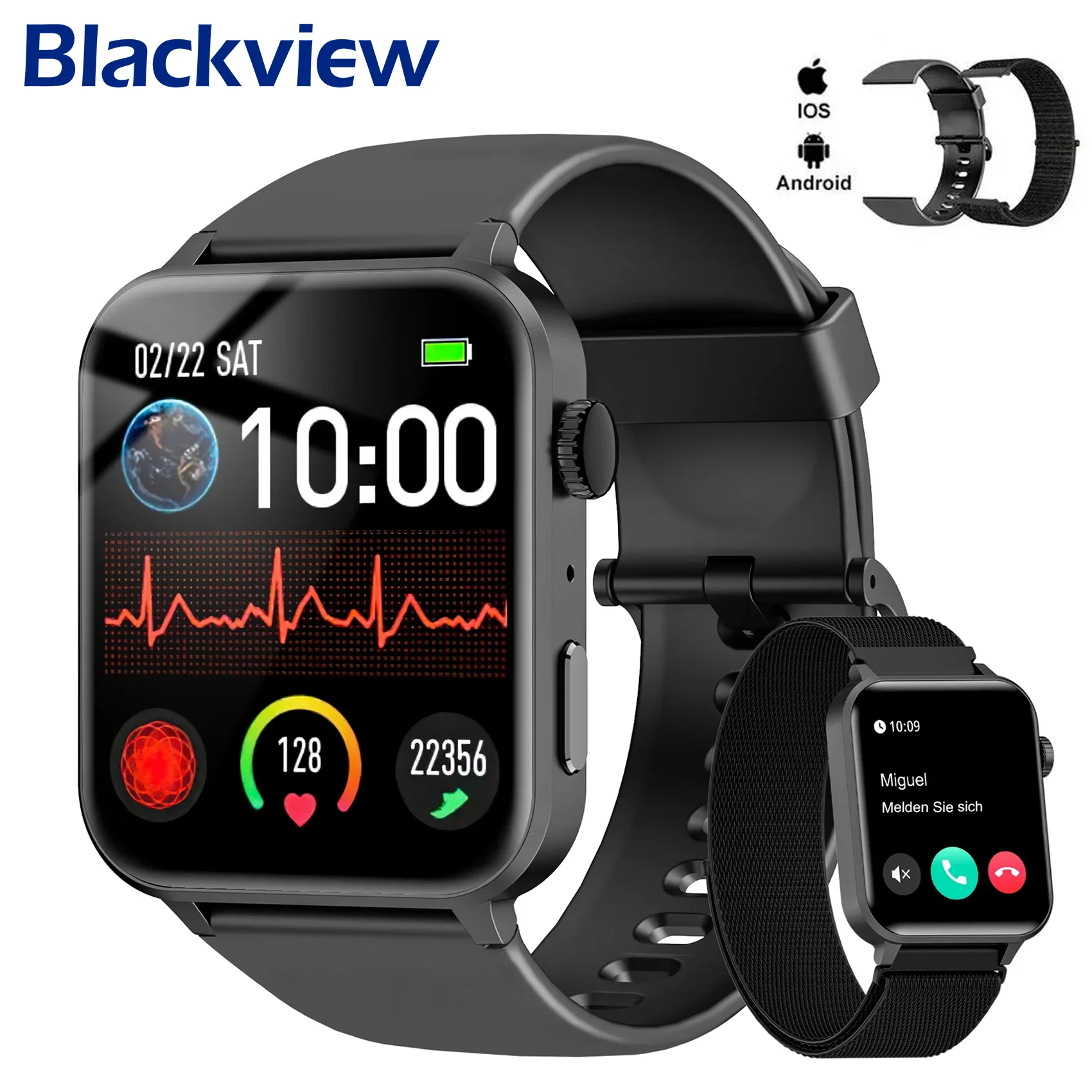 

Blackview R30pro Smart Watch Bluetooth Call Fitness Sport Watch 1.83'' HD Screen Health Sleep Monitor Smartwatch for Men Women