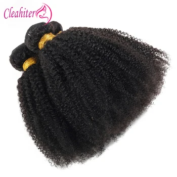 100 g/adet Moğol Afro Kinky Kıvırcık İnsan Saç Demetleri 3/4 PC Set Çift Atkı Saç Uzantıları Doğal Renk Tam Son Remy Saç