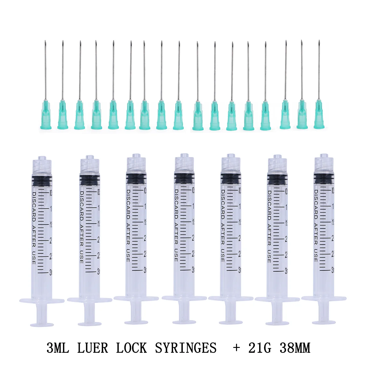 Jeringas de bloqueo Luer de 3ml, herramienta de inyección, agujas puntiagudas afiladas, desechables, 30G, 13mm, 27G, 26G, 25G, 23G, 21G