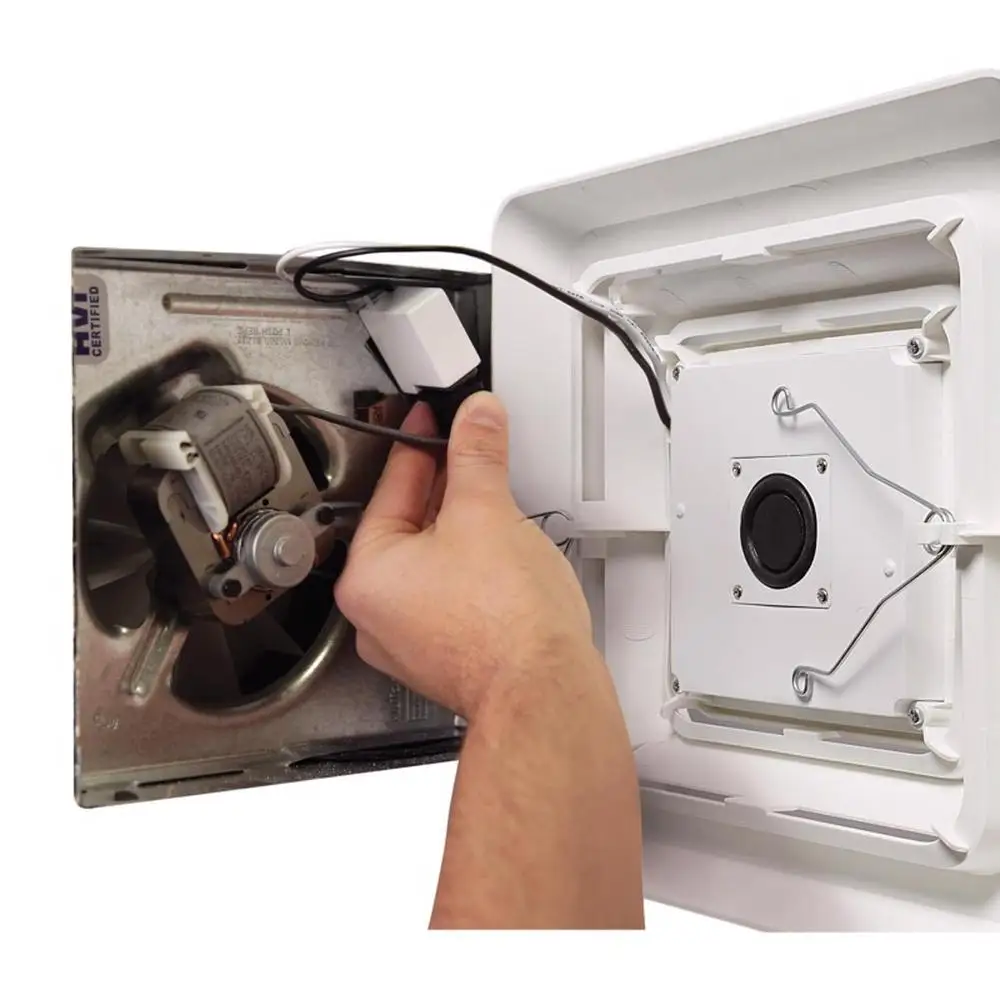 Sonic ห้องน้ํากระจังหน้าพัดลมดูดอากาศพร้อมไฟ LED ลําโพงบลูทูธติดตั้งอย่างรวดเร็วตะแกรงระบายอากาศแสงที่มีประสิทธิภาพบ้าน