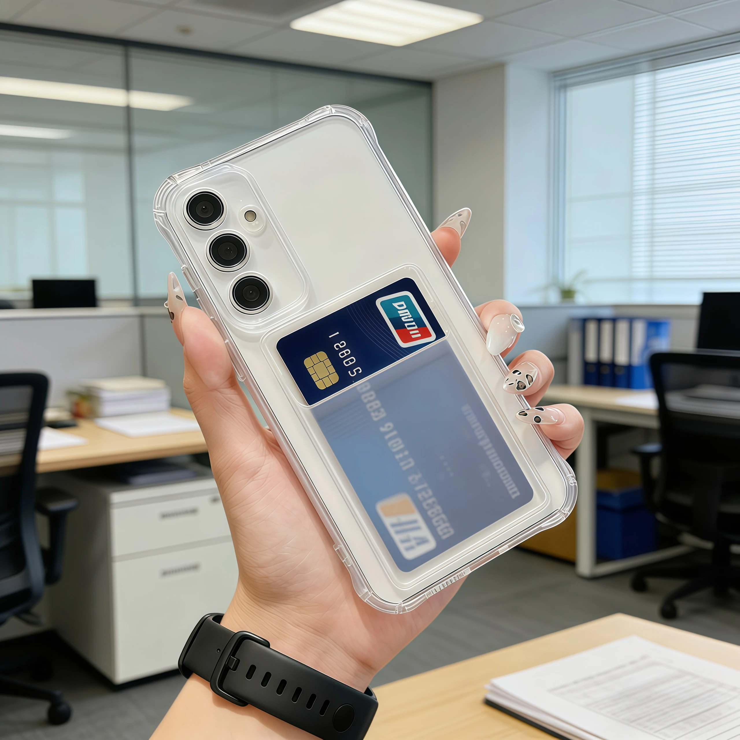 Shockproof Clear Silicone Phone Case For Samsung Galaxy A24 A14 A23 A13 4G A73 A53 A33 5G A54 A34 A04s A03s Card Slot Back Cover