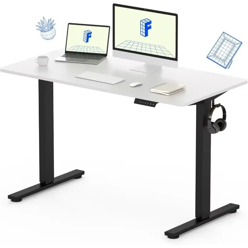 

Whole-Piece Standing Desk 48 x 24 Inches Height Adjustable Electric Desk (Black Frame + White Table Top, 2 Packages)