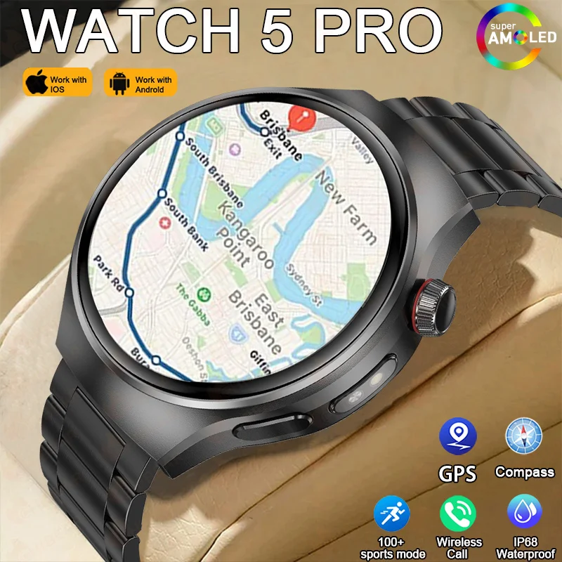 

Новинка 2025 года для Huawei WATCH5 PRO GPS Смарт-часы Мужские компасы Bluetooth Вызов 1,53 "HD AMOLED Экран Мониторинг здоровья Смарт-часы