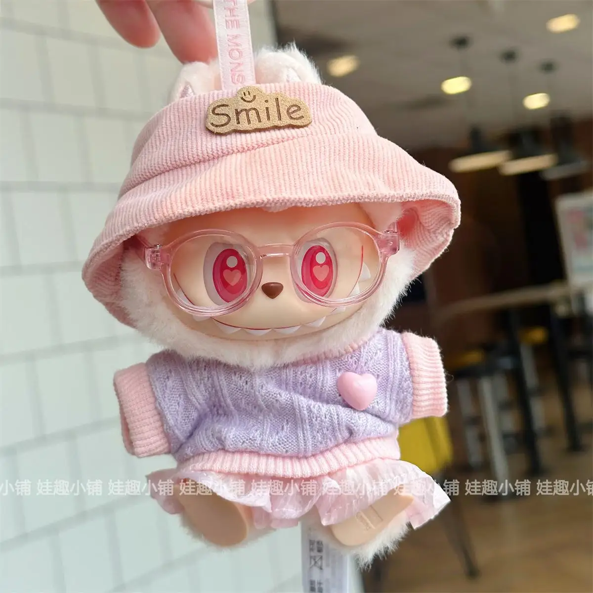 Labubu – vêtements de poupée de première et deuxième génération, pendentif de 17cm, en vinyle, robe de soirée assise, vêtements de poupée mignons, jouet cadeau