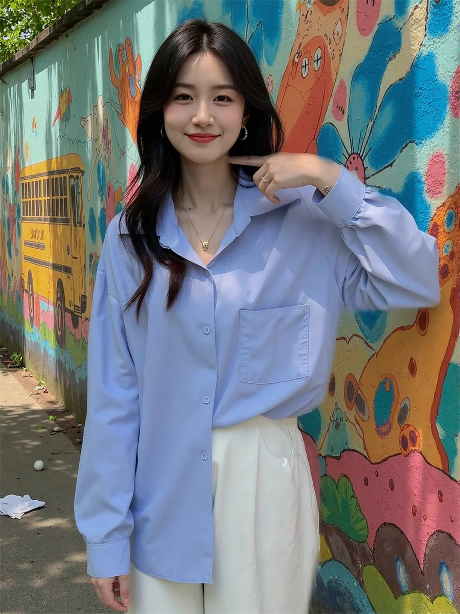 Prendas de abrigo de manga larga para mujer, camisas fruncidas de encaje con borde de hongo de árbol comestible, botón frontal Y2K, ropa de calle Vintage, moda dulce