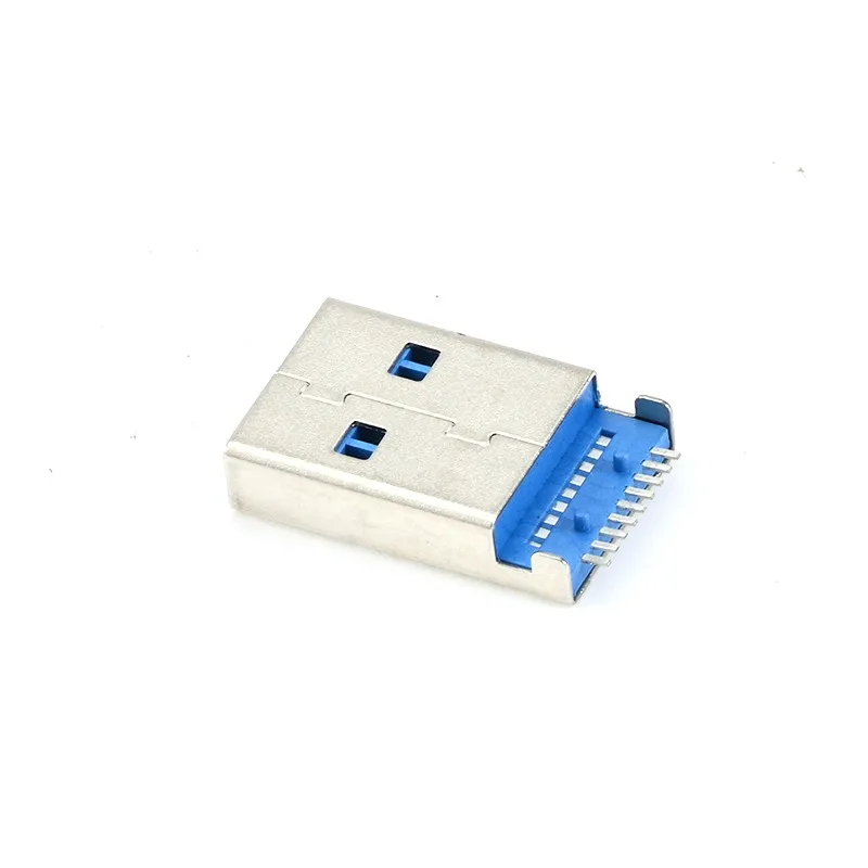 Conector USB 2,0 macho tipo A PCB, 10 piezas, 90 grados, 4 pines, AM 3,0