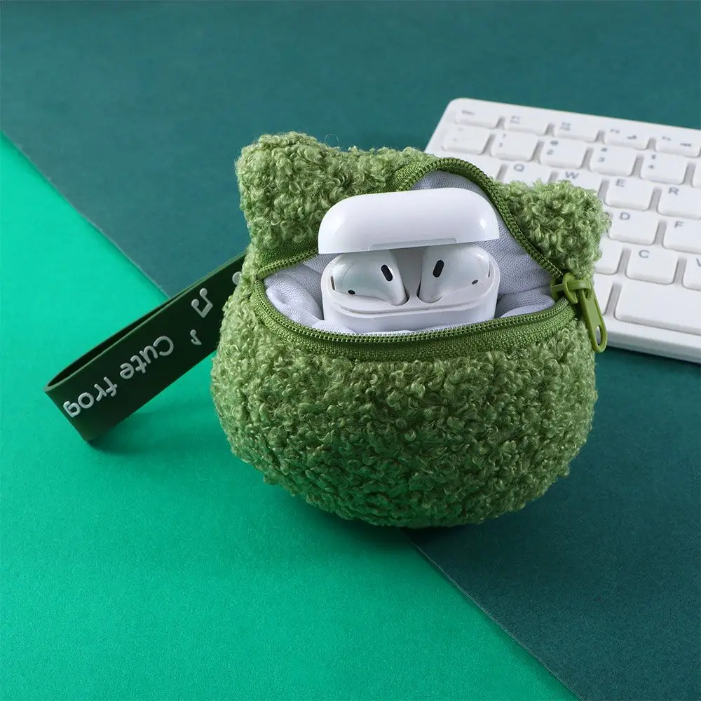 Girls Kawaii Couple Gift Key Charm Lanyard pendant Frog Plush Coin Bag Zipper Coin Purses Mini Wallet Keychain