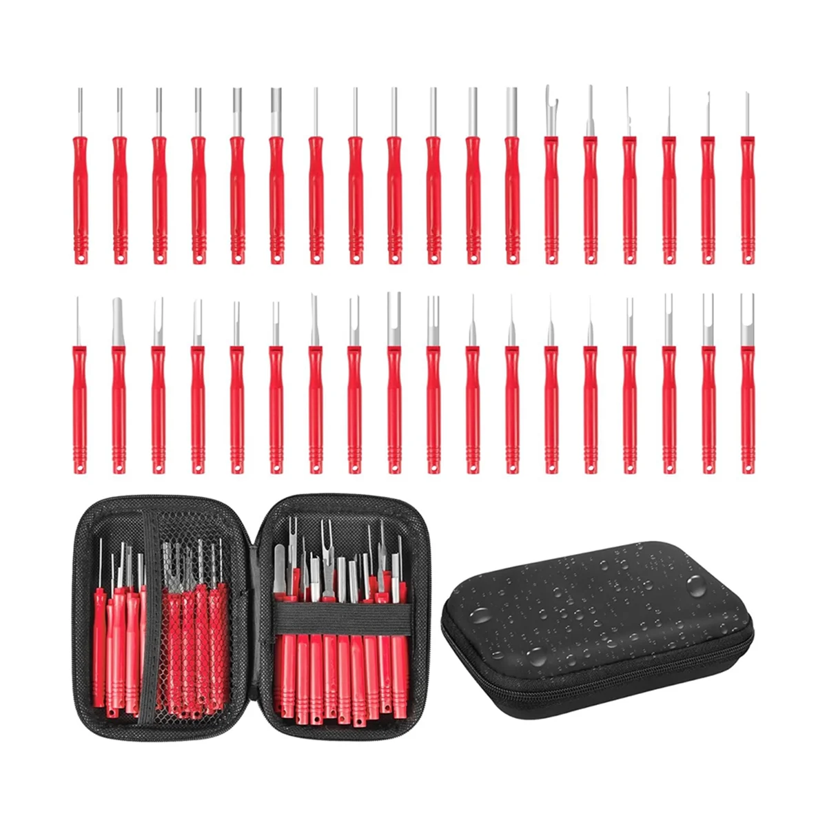 Terminal Removal Tool Kit 36 Pcs Depinning Tool Electrical Connector Pin Removal Tool Kit Pin Extractor Tool Set Red