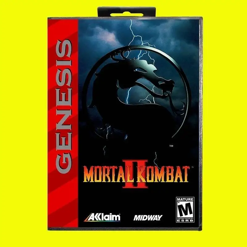 بطاقة ألعاب Mortal Kombat 2 MD 16 بت غطاء الولايات المتحدة الأمريكية لخرطوشة وحدة تحكم ألعاب الفيديو Sega Megadrive Genesis