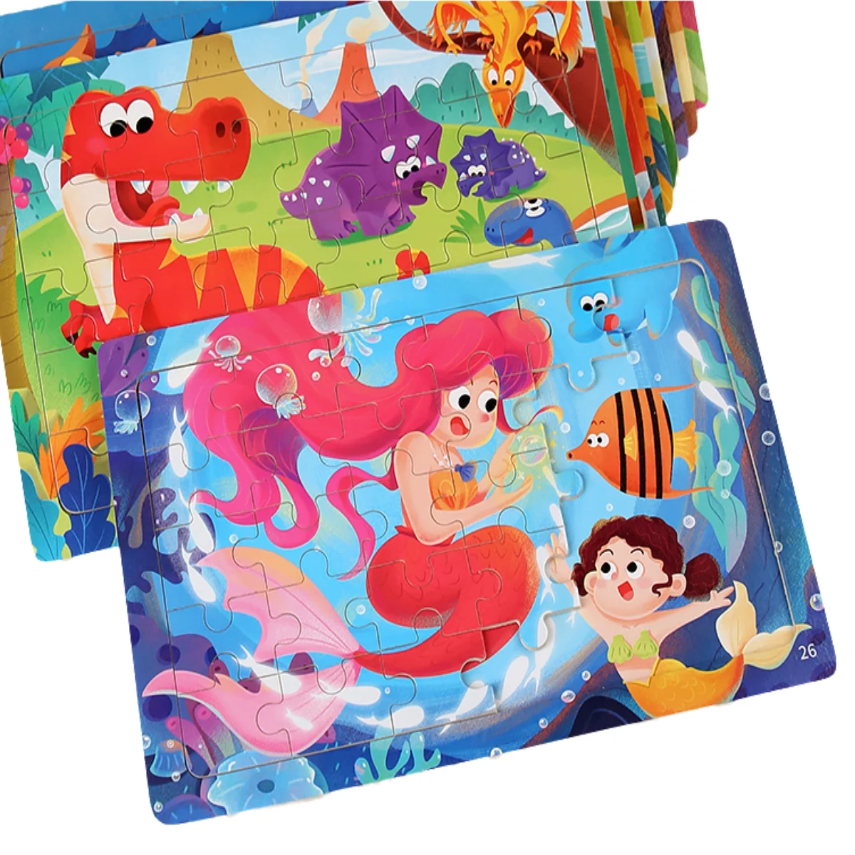 

30 Piece Wooden 3D Puzzle Cartoon Animal & Vehicle Jigsaw Montessori Educational Toys for Kids Baby Years - Creative Gift