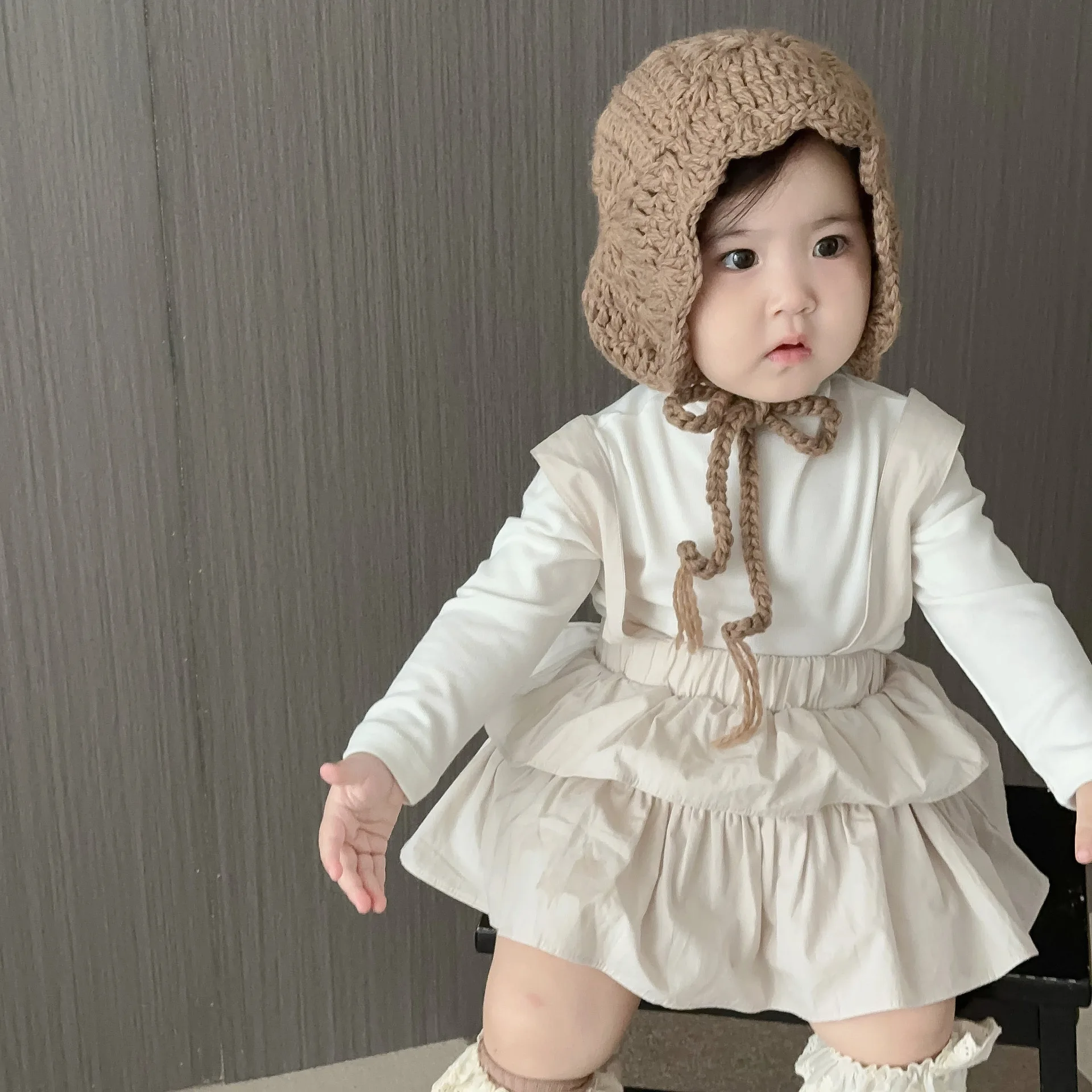 Infant Toddler Fashion Strap Dress Cute Princess Sling Dress 2025 Autumn New Baby Sleeveless Bodysuit Cotton Girls Jumpsuit