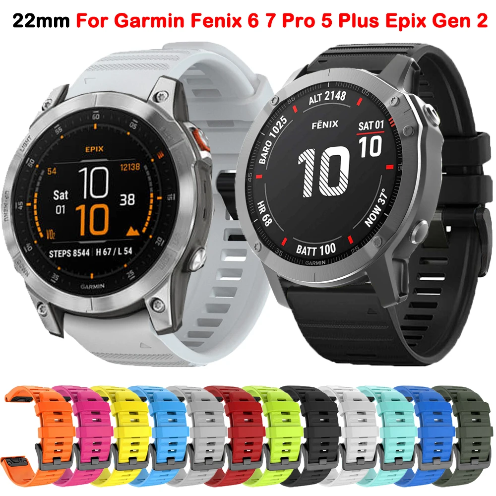 Quickfit 22mm Silicone Strap For Garmin Epix Gen 2 Approach S70 S62 Instinct 2 Forerunner 955 945 D2 Mach 1 Wristband Bracelet