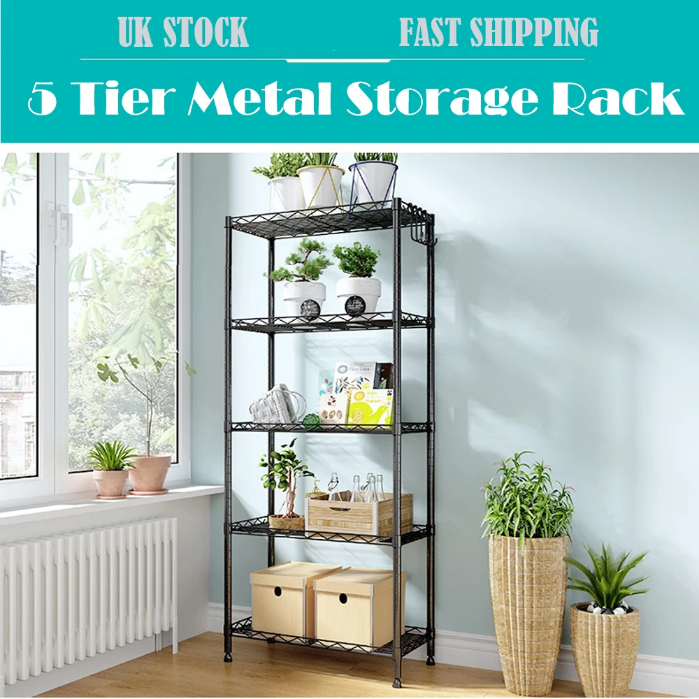 رف تخزين معدني مكون من 5 طبقات رفوف سلكية للمطبخ والمكتب وحدة المرآب #3