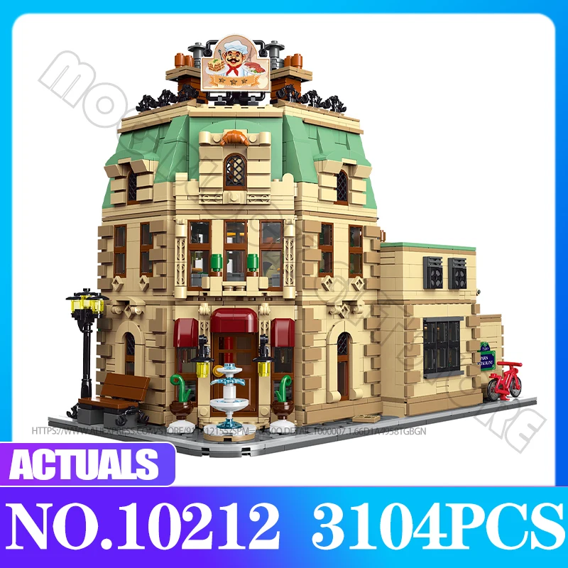 XMORK Modular House Parisian Restaurant Model 10212 Architecture Street View Educational Building Block Brick Children Toys Gift