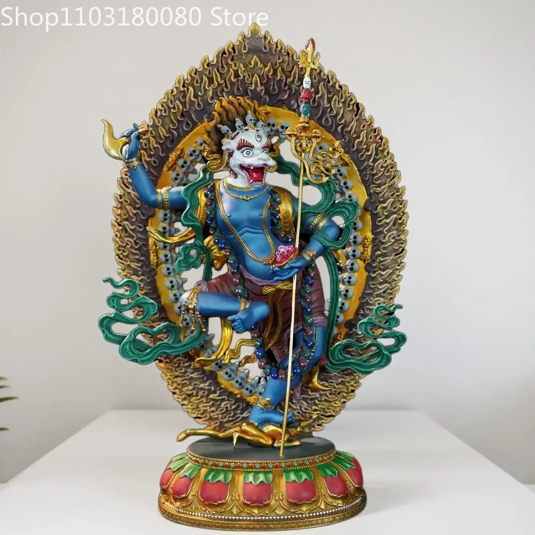Copper gilding Painting Simhamukha buddha statue Carving Simhavaktra Dakini sculpture,36cm,28cm
