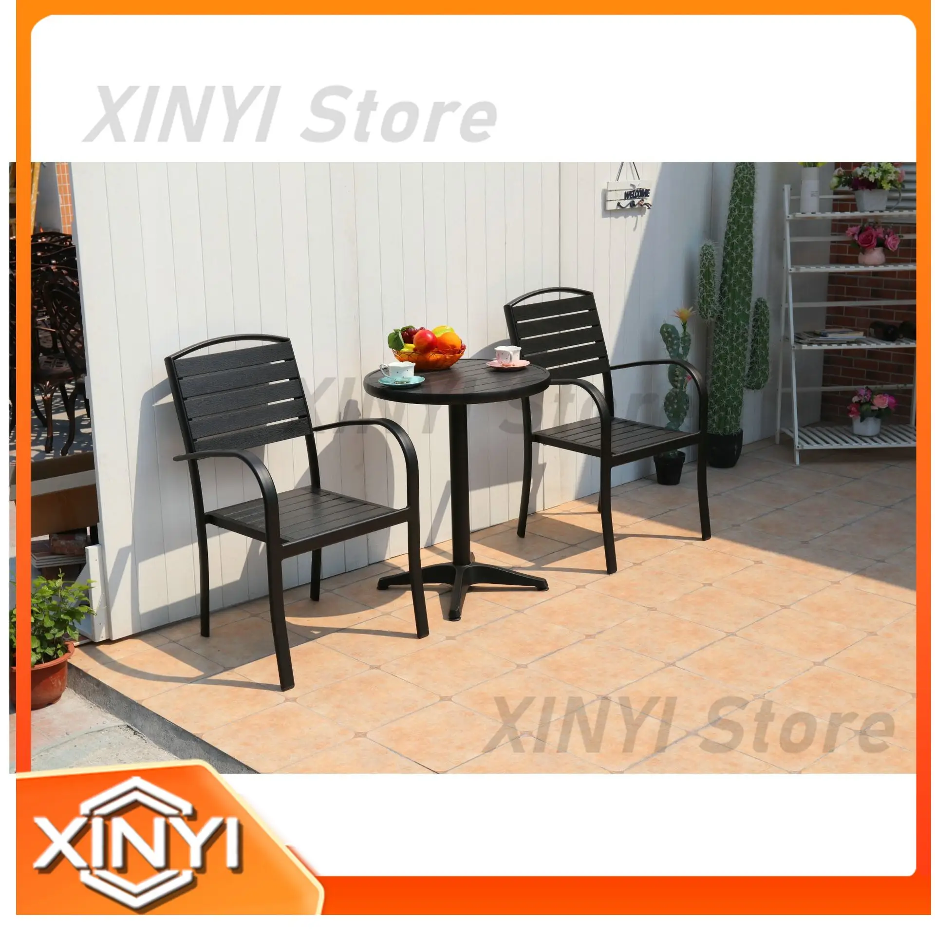 WPC Outdoor Table and Chair Set for Garden Patio Balcony Cafe Rustic Deck Furniture
